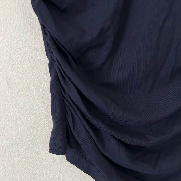 OGL Women's V-Neck Cap Sleeve Side Ruching Padded Brami Top Navy S Small New - Picture 4 of 6